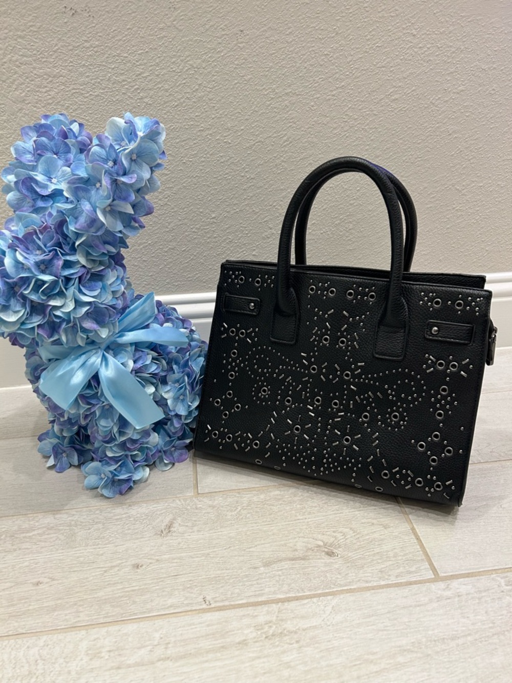 Source Unknown Black Laser-Cut Studded Satchel